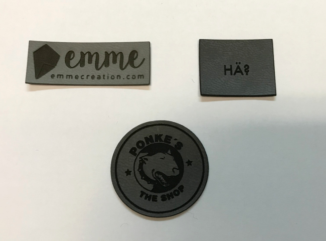 Leather labels and patches for apparel
